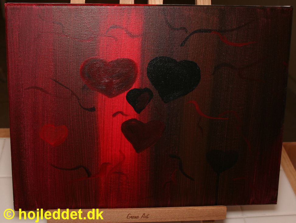 Abstrakt med hjerter 2. Det var svært at fange farverne med kameraet.